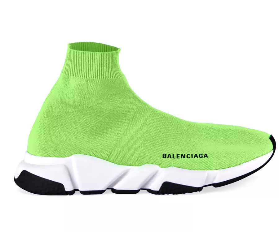 balenciaga metallic knit sock sneakers green black